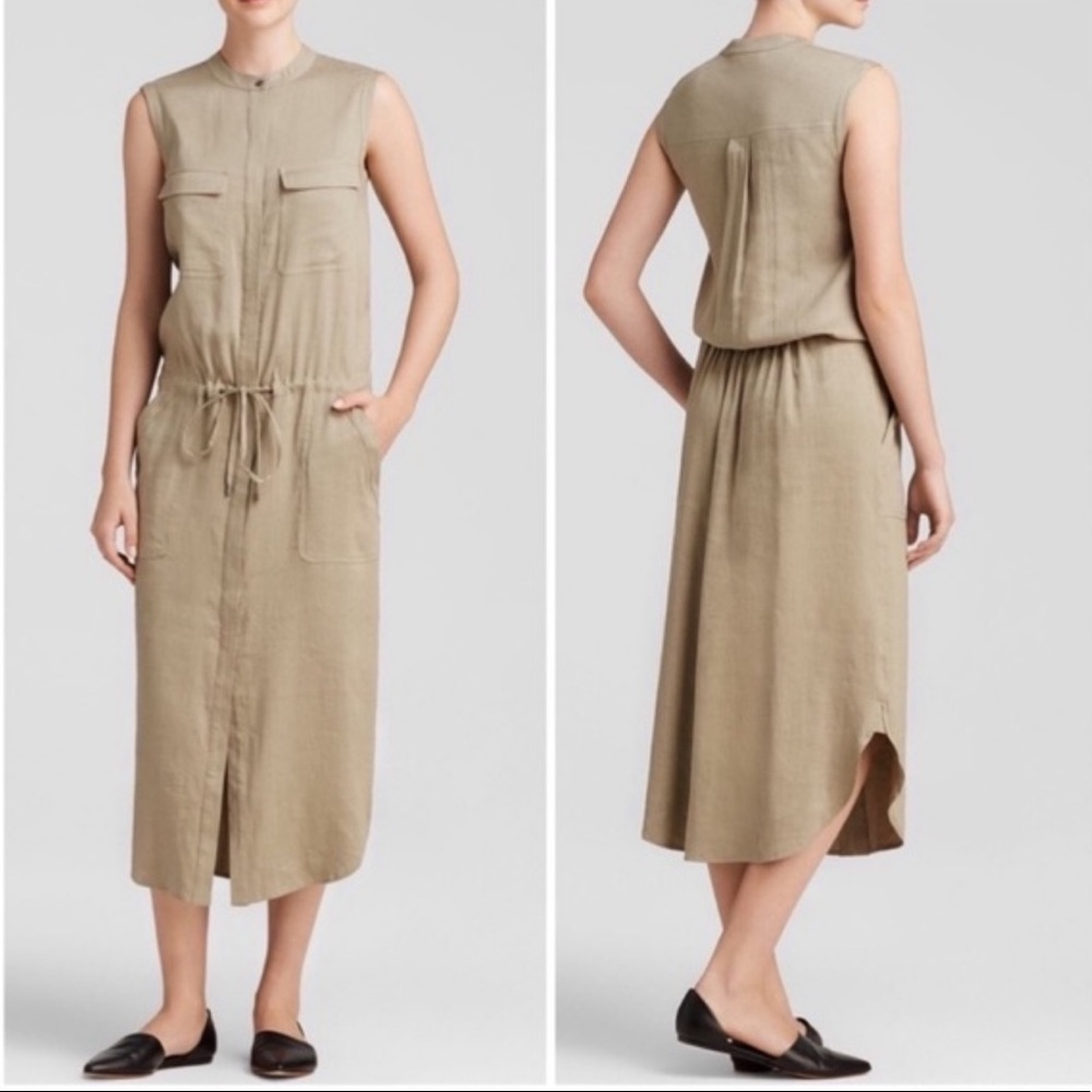Vince Linen Blend Cargo Dress in Sandbar L B2
